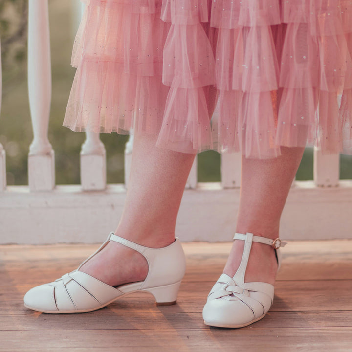 Charlie Stone Shoes vintage 1920s 1930s inspired leather heels with small comfortable heel bridal white for retro wedding style bridesmaid bride shoes