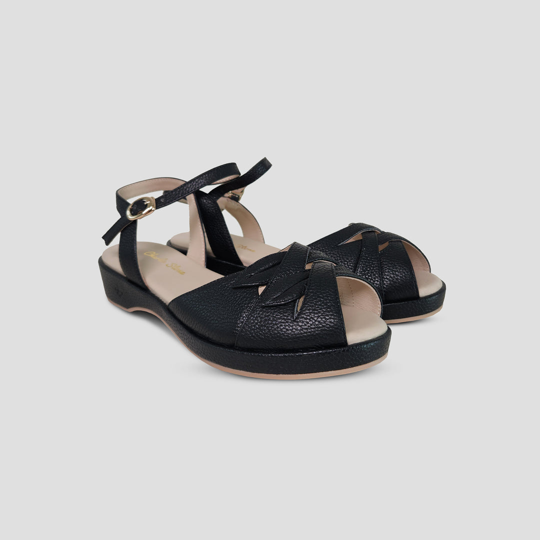 Charlie Stone Shoes vintage 1940s 1950s leather wedge comfortable retro sandal Italian style summer