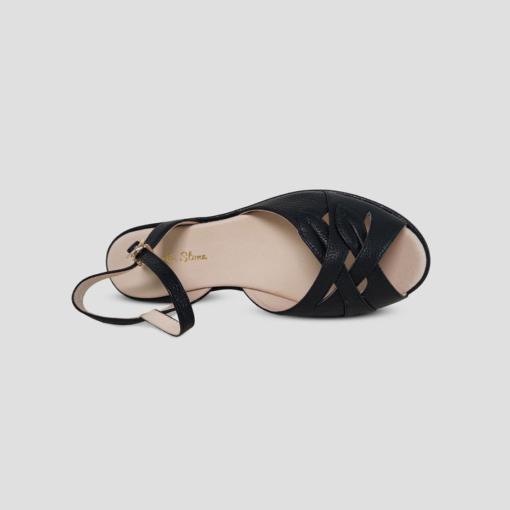 Charlie Stone Shoes vintage 1940s 1950s leather wedge comfortable retro sandal Italian style summer