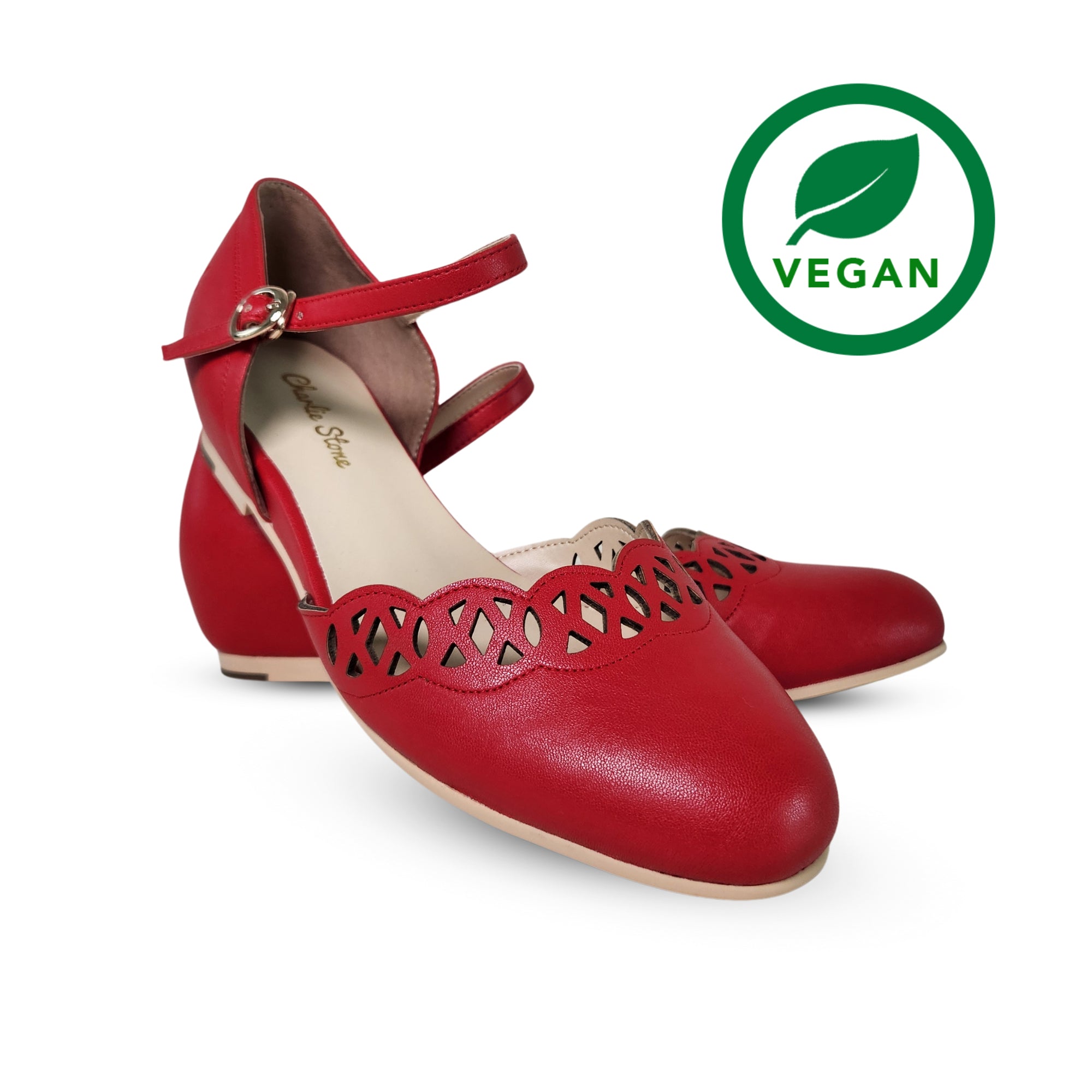 Siena (Scarlet Red) vegan friendly 1940/1950's vintage flats