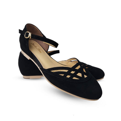 Charlie Stone Shoes vintage inspired 1920-50's dark academia aesthetic women's flats Serpente black with hidden wedge suede leather