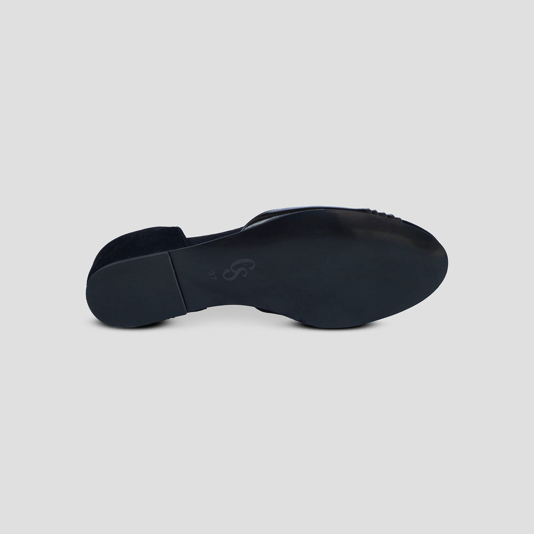 Charlie Stone Shoes New York elegant vintage inspired 1930's flats ladies shoes black suede leather womens sandals with heel elevation to help alleviate heel pain and discomfort