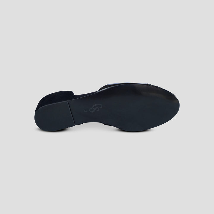 Charlie Stone Shoes New York elegant vintage inspired 1930's flats ladies shoes black suede leather womens sandals with heel elevation to help alleviate heel pain and discomfort