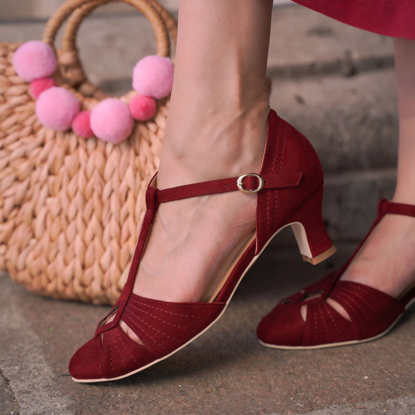 Charlie Stone Vintage Inspired heels Retro 1940’s 1950’s Style Ladies Shoes wine red vegan