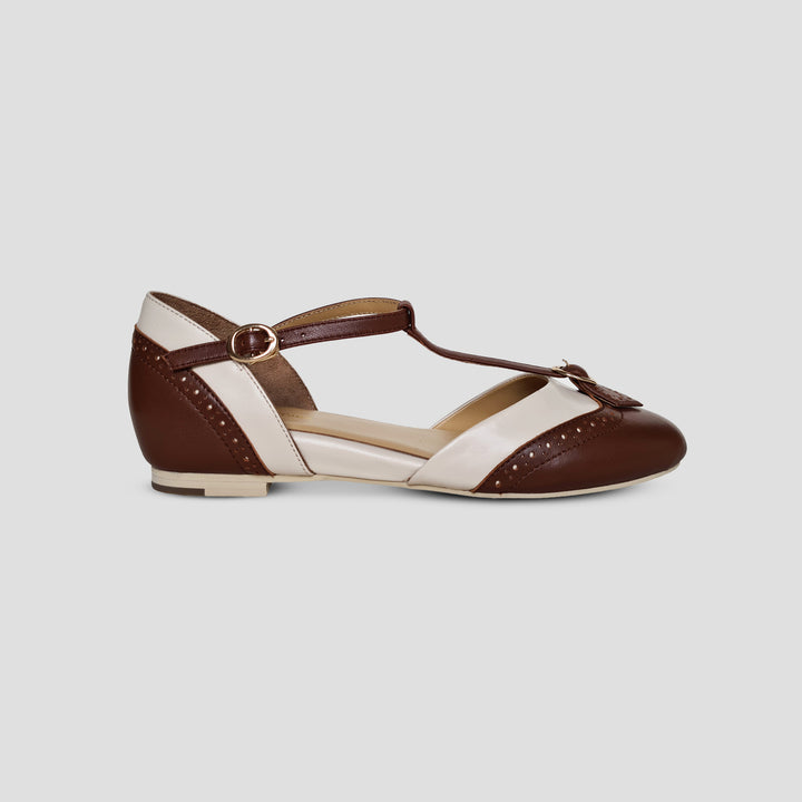 Charlie Stone Vintage Inspired Flats Retro 1920's 1930's 1940’s 1950’s Style Ladies Shoes wingtip espresso