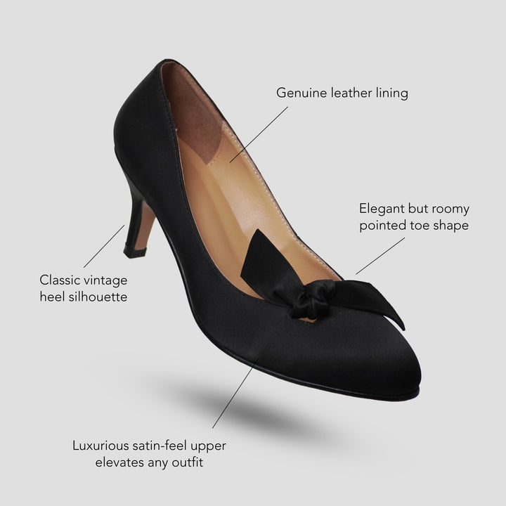 Charlie Stone Shoes ladies vintage satin heels stilettos 1930s 1940s 1950s retro style inspired shoes Vivienne Black 