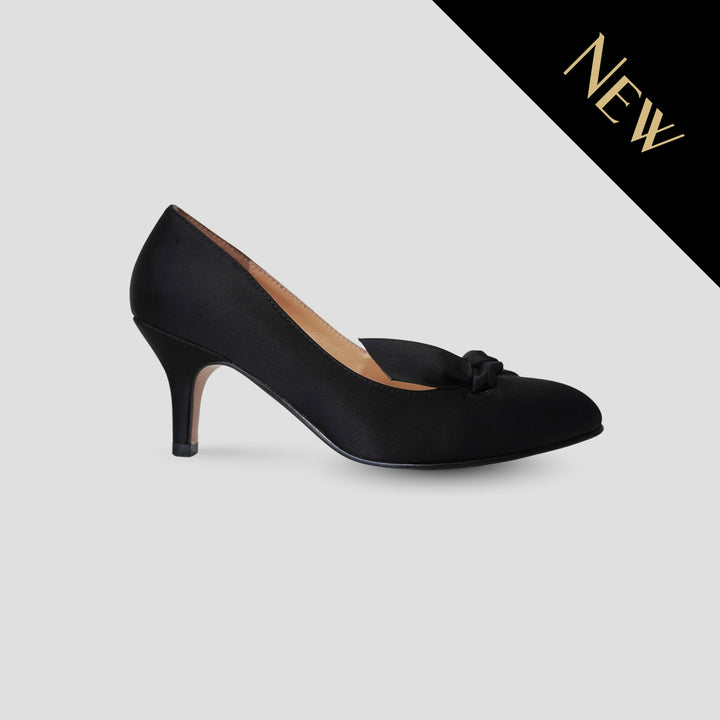 Charlie Stone Shoes ladies vintage satin heels stilettos 1930s 1940s 1950s retro style inspired shoes Vivienne Black 