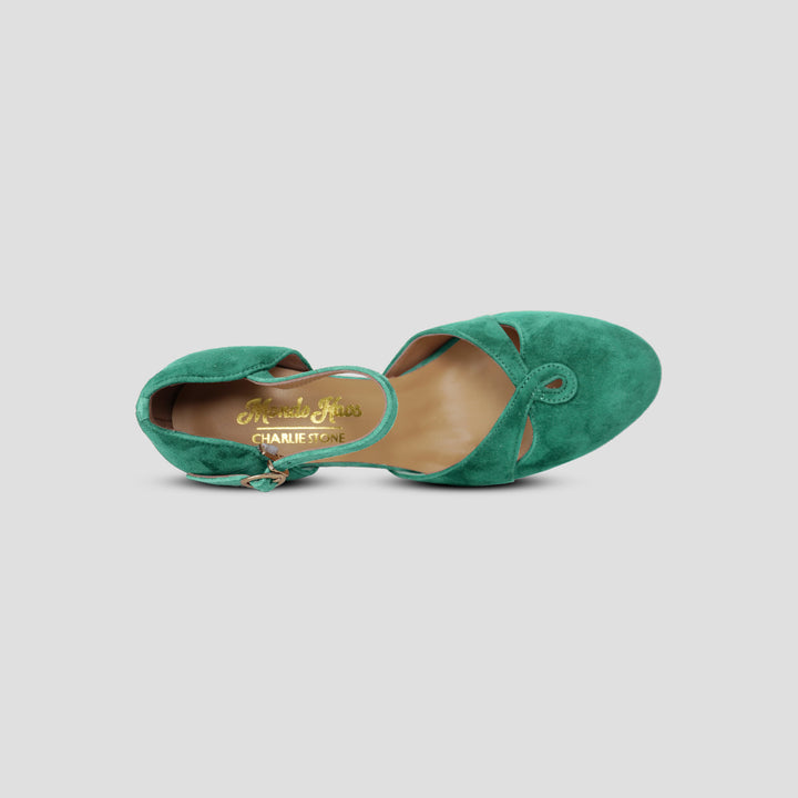 Charlie Stone Shoes Mondo Kaos Denmark ladies vintage heels jade green suede