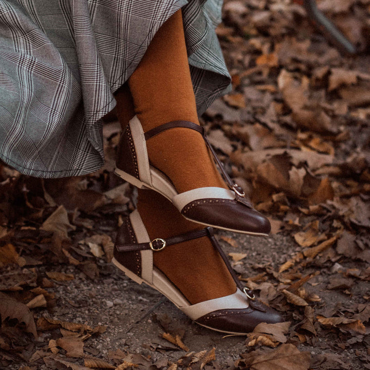 Charlie Stone Vintage Inspired Flats Retro 1920's 1930's 1940’s 1950’s Style Ladies Shoes wingtip espresso