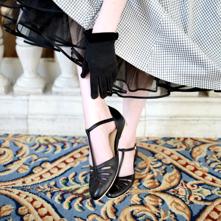 Charlie Stone Vintage Inspired Flats Retro 1940’s 1950’s Style Ladies Shoes black old money shoes women