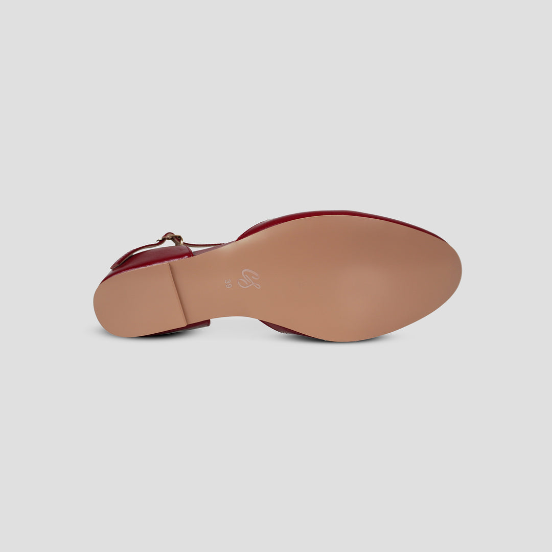 Charlie Stone Shoes women's vintage flats red shined oiled leather dress shoes with hidden wedge to alleviate heel pain