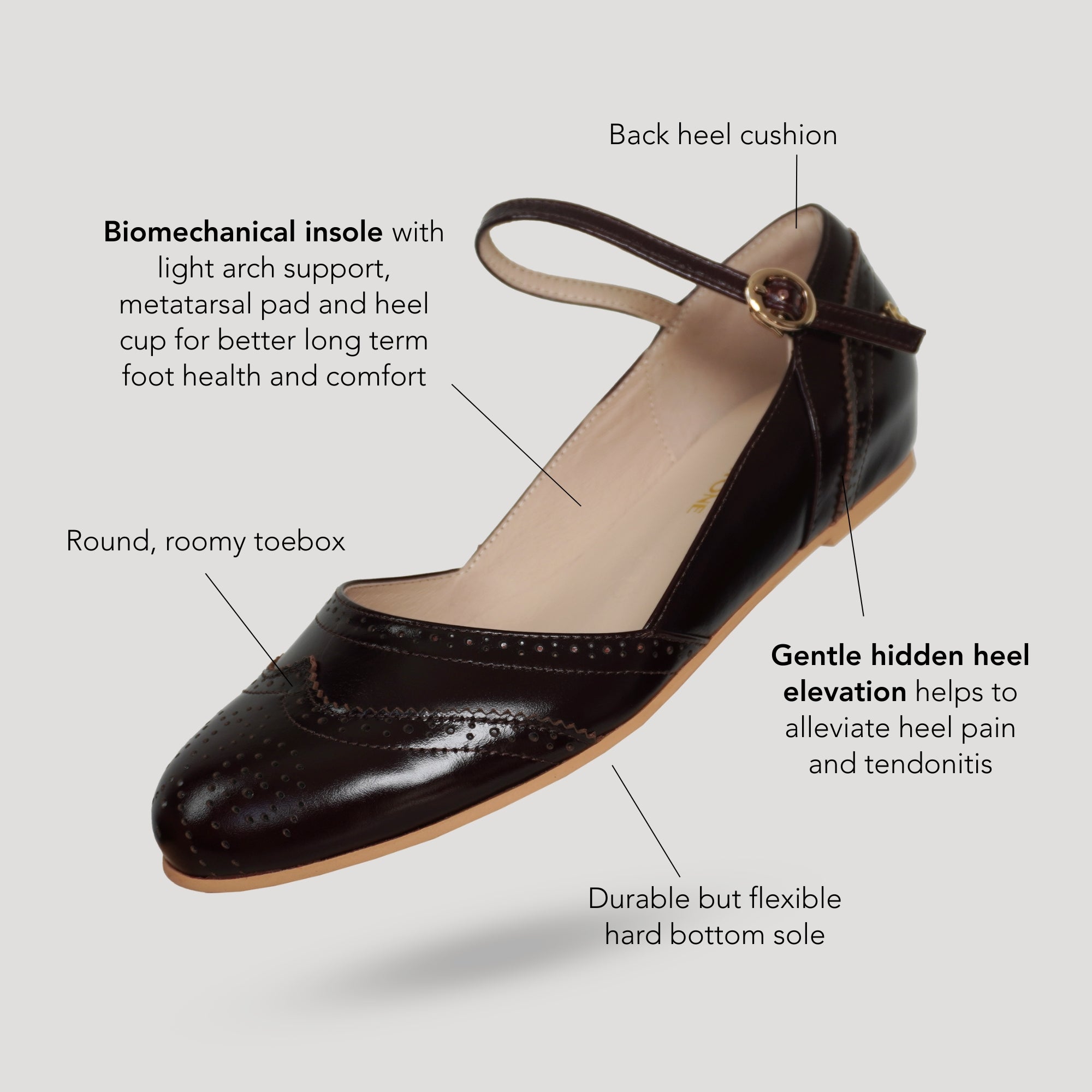 Dark Academia Vintage Inspired 1920s Oxford Wingtip Ladies Flats