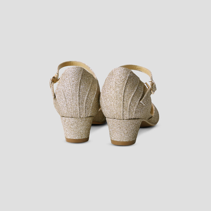 Charlie Stone Shoes gold glitter art deco 1920's vintage inspired heels Great Gatsby party cosplay style Petit Manhattan