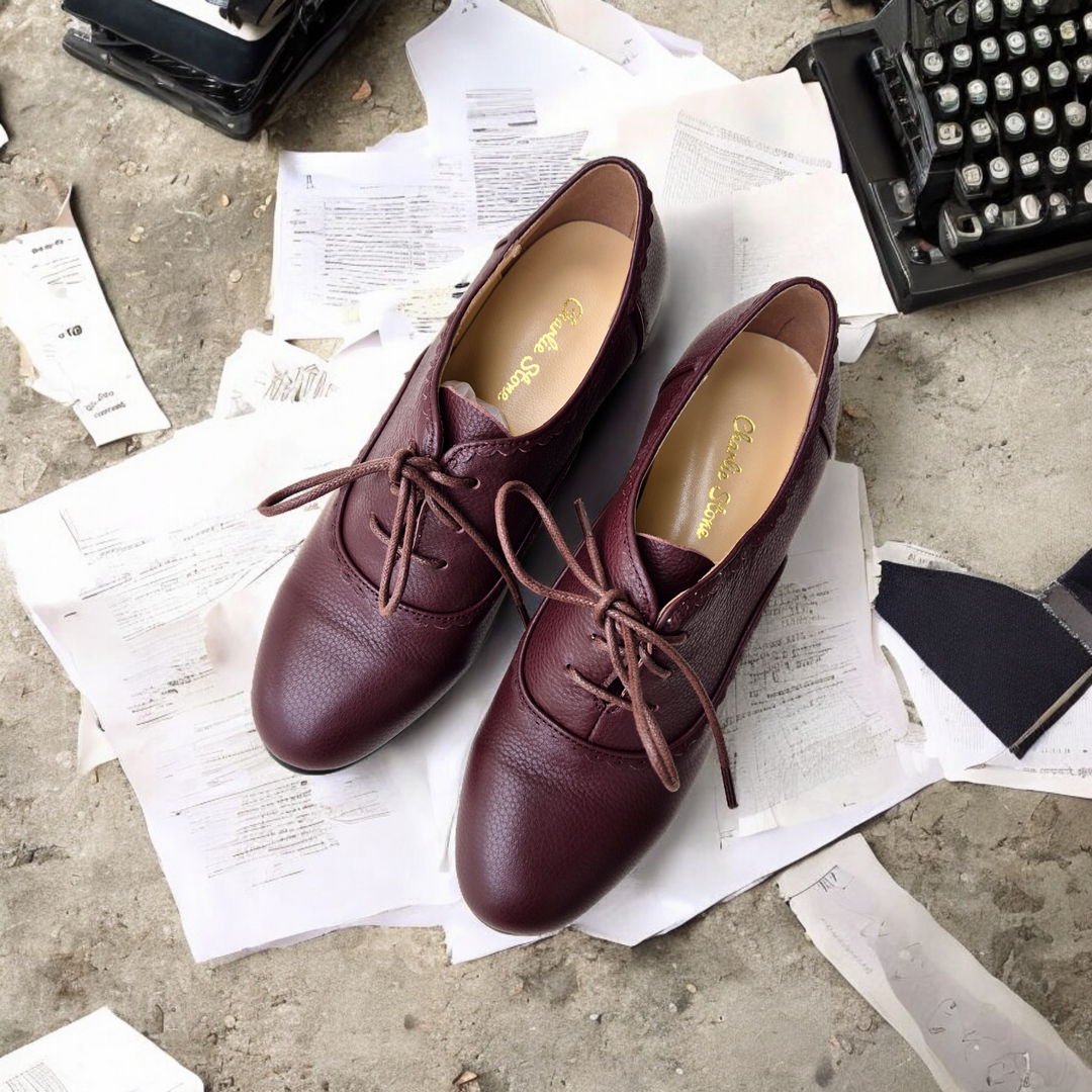 Charlie Stone Shoes vintage ankle booties 1920-40's retro style boots autumn winter dark cocoa leather Lise 