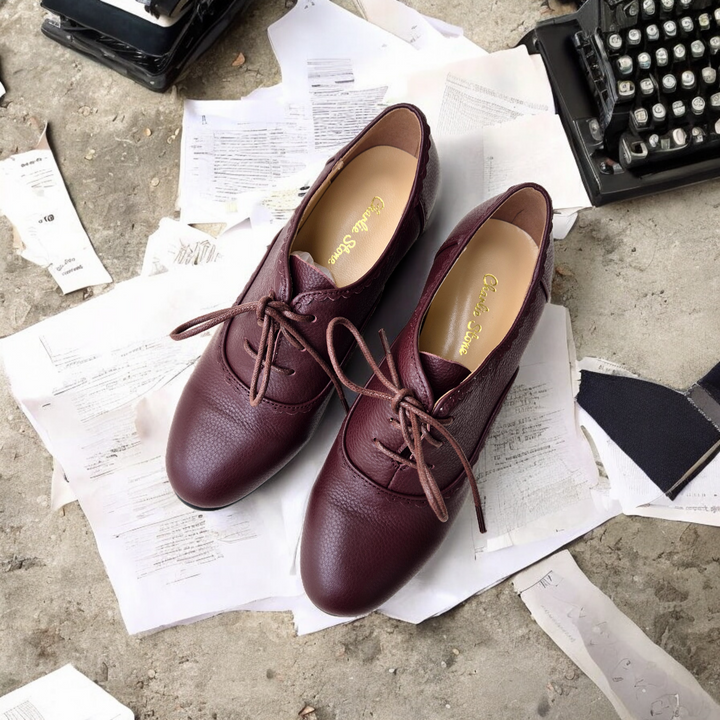 Charlie Stone Shoes vintage ankle booties 1920-40's retro style boots autumn winter dark cocoa leather Lise 