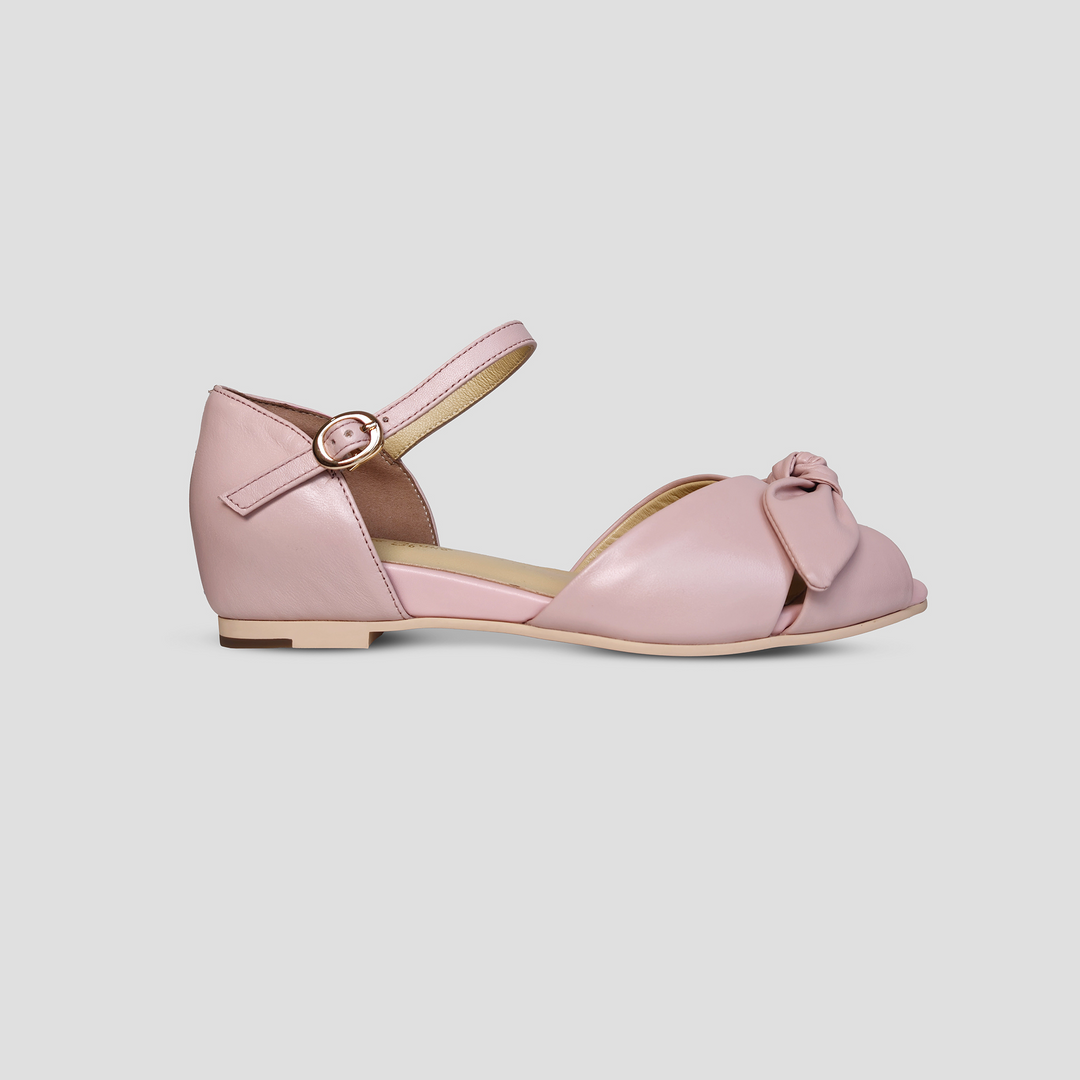 Charlie Stone Shoes women's vintage shoes sandal flat with bow on top Taormina in pink leather inspired by summer in Italy