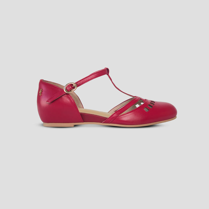 Charlie Stone Shoes ladies elegant T bar mary jane strappy vintage flats with elevated heel to alleviate heel pain
