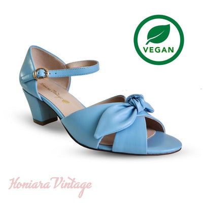 Charlie Stone Honiara Vintage Vintage heels retro pumps 1950s 1940s style open toe blue ladies pinup shoes