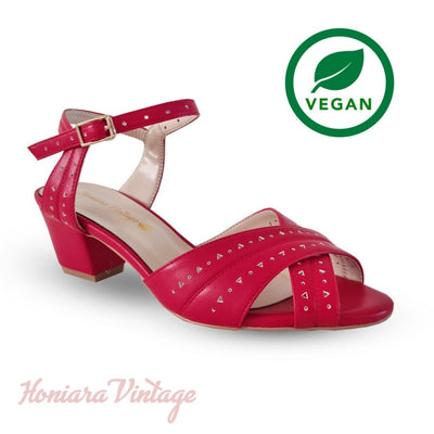 Charlie Stone Honiara Vintage Vintage heels retro tiki pumps 1950s 1940s style open toe red ladies pinup rockabilly shoes