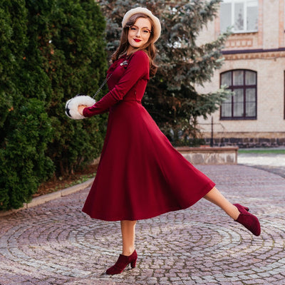 Charlie Stone Vintage Inspired bootie Retro 1940’s 1950’s Style Maroon Suede