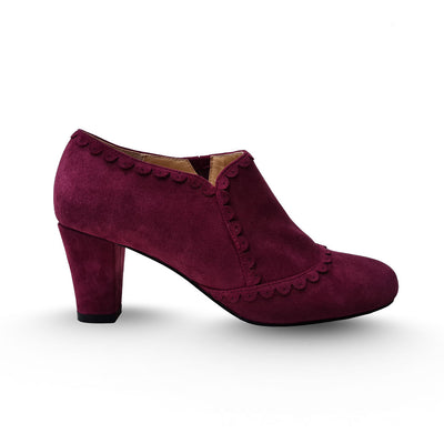 Charlie Stone Vintage Inspired bootie Retro 1940’s 1950’s Style Maroon Suede