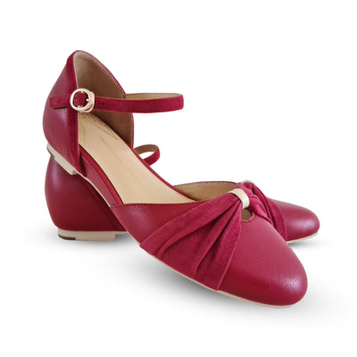 Charlie Stone Vintage Inspired Flats Retro 1940’s 1950’s Style Ladies Shoes Red Suede Leather and Vegan Harry Potter Cosplay Gryffindor