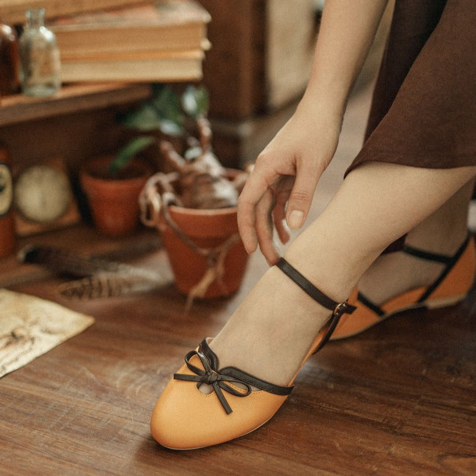 Charlie Stone Vintage Inspired Flats Retro 1940’s 1950’s Style Ladies Shoes Forest Suede Leather and Vegan Harry Potter Cosplay Hufflepuff