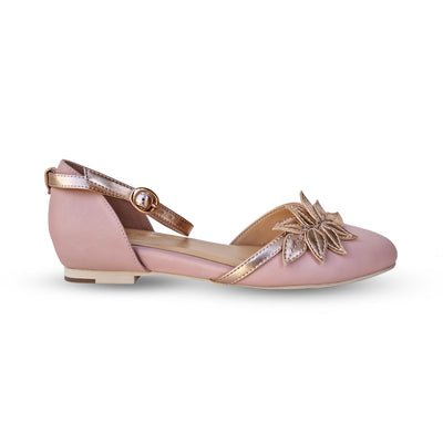Charlie Stone Vintage Inspired Flats Retro 1940’s 1950’s Style Ladies Shoes pink rose gold vegan ballerina