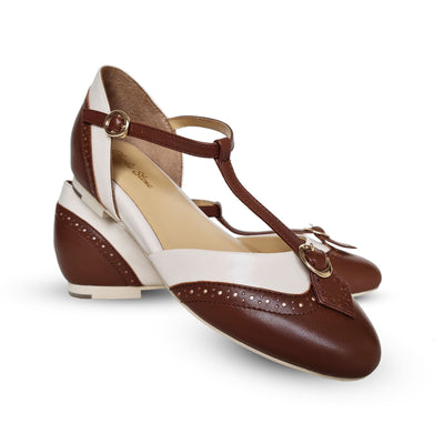 Charlie Stone Vintage Inspired Flats Retro 1920's 1930's 1940’s 1950’s Style Ladies Shoes wingtip espresso