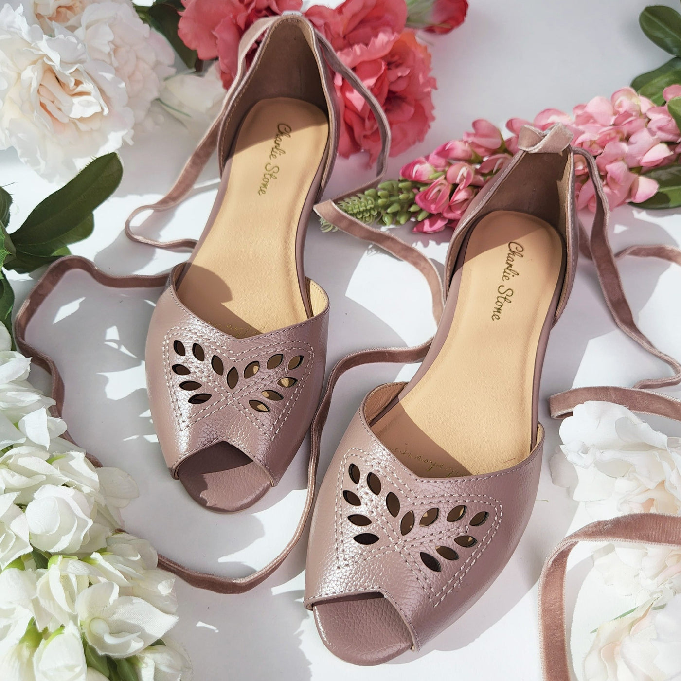 Charlie Stone Vintage Inspired Flats Retro 1940’s 1950’s Style Ladies Shoes taupe ballerina