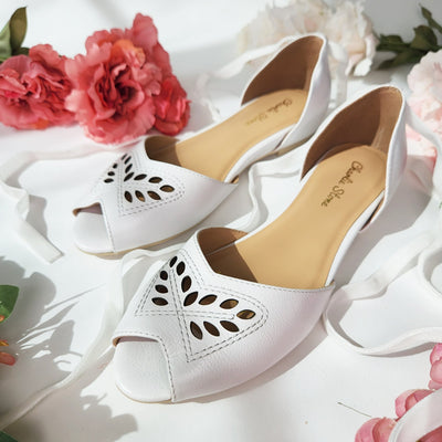 Charlie Stone Vintage Inspired Flats Retro 1940’s 1950’s Style Ladies Shoes white ballerina