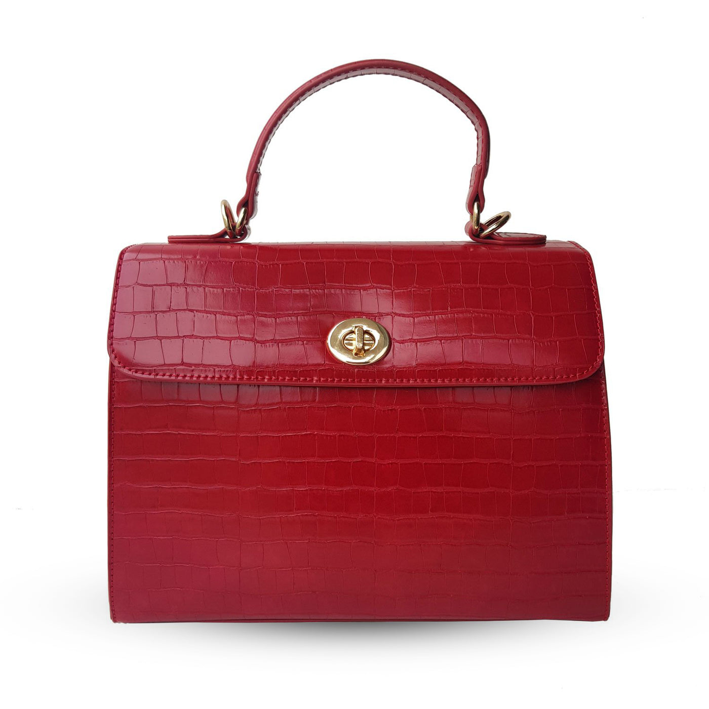 Charlie Stone Vintage Inspired Handbag Retro 1940’s 1950’s Style Rouge Red Croc Vegan leather