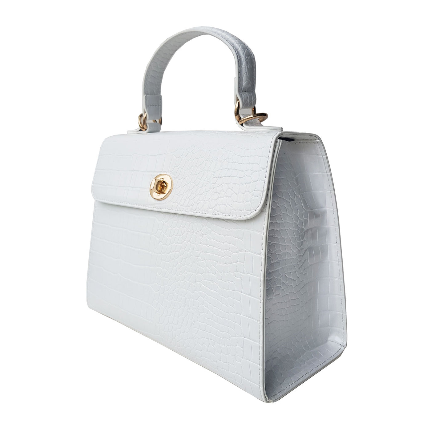 Charlie Stone Vintage Inspired Handbag Retro 1940’s 1950’s Style blanc white Croc Vegan leather