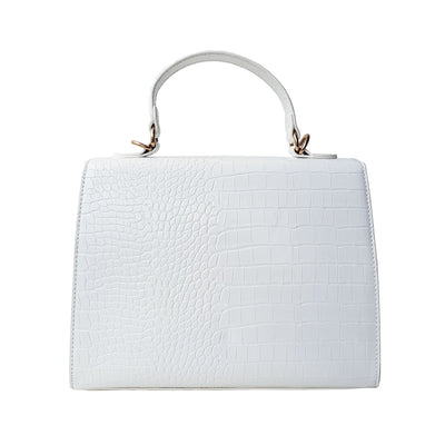 Charlie Stone Vintage Inspired Handbag Retro 1940’s 1950’s Style blanc white Croc Vegan leather