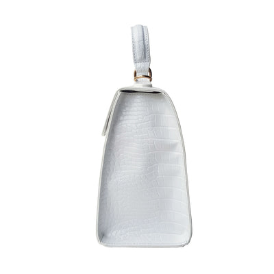 Charlie Stone Vintage Inspired Handbag Retro 1940’s 1950’s Style blanc white Croc Vegan leather
