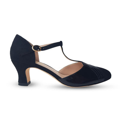 Charlie Stone Vintage Inspired Heels Retro 1940’s 1950’s Style Ladies Shoes black suede patent vegan