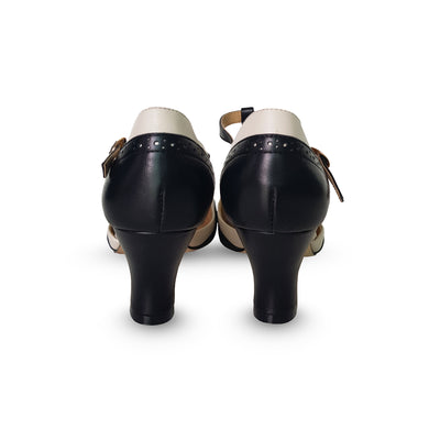 Charlie Stone Vintage Inspired Heels Retro 1920's 1930's 1940’s 1950’s Style Ladies Shoes wingtip black white
