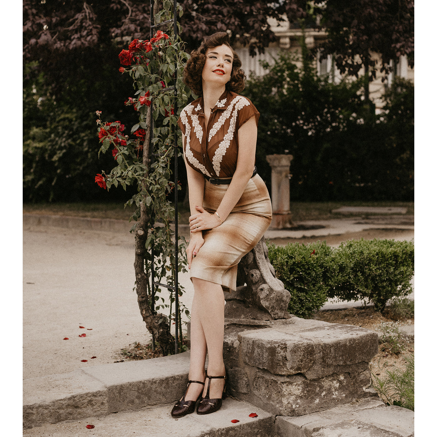 Charlie Stone Vintage Inspired Heels Retro 1940’s 1950’s Style Ladies Shoes crocodile leather espresso