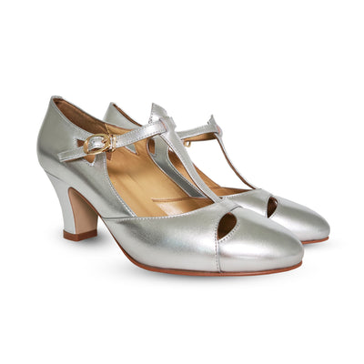 Peaky Blinders 1930s inspired vintage style ladies heel gatsby retro silver women shoes Charlie Stone